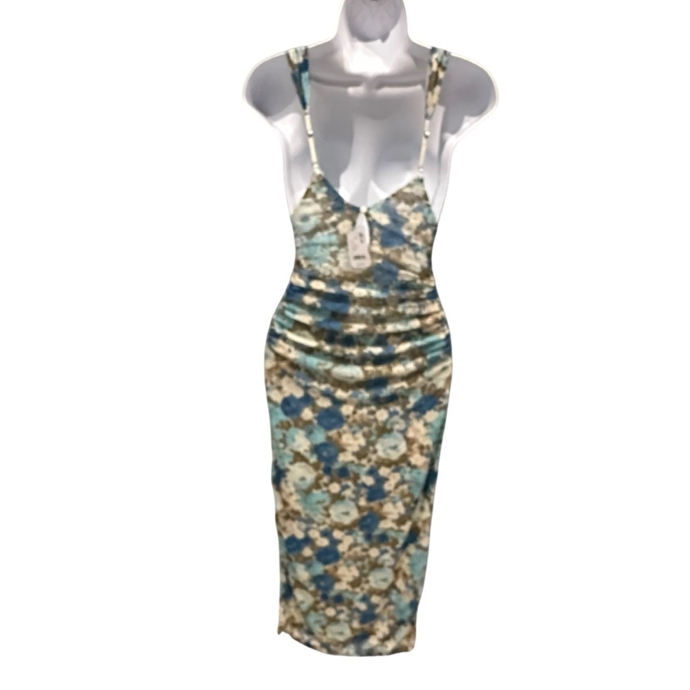 Free People | Long Live Printed Bodycon Dress or Slip Blue | Small New with Tag - Picture 8 of 16